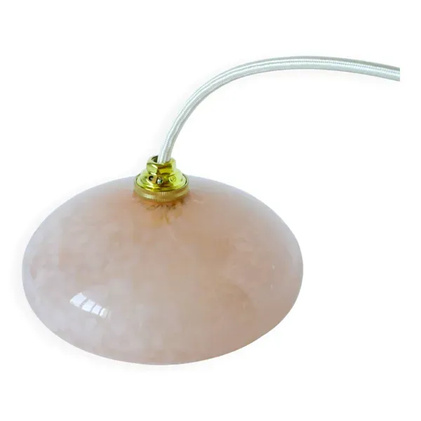 petite suspension lisse en verre de Clichy, Rose, Art Déco, 1930