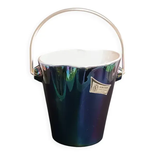 Seau à glace en céramique irisée noir Verceram