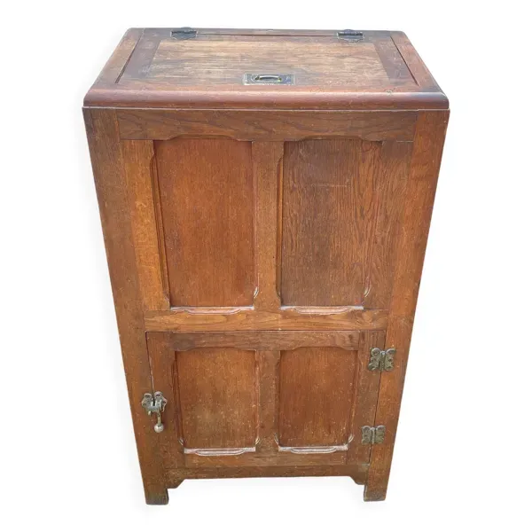 Meuble de métier Frigo bois glacière bar en chêne des années 30