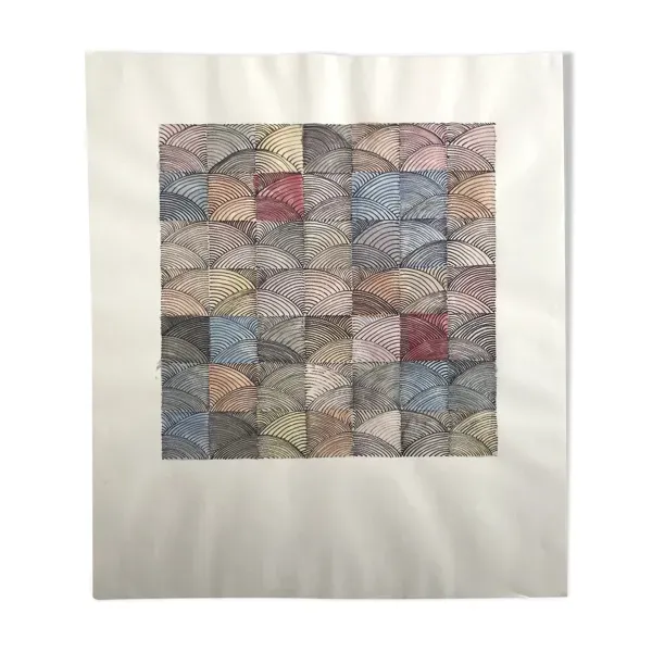 Ecole contemporaine : technique mixte sur papier, Sans titre (coquillage), circa 2021