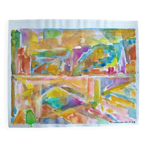 Gouache sur papier de 1989, Pierre Lacroux (1909- 1993)