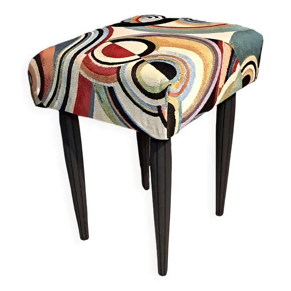 Tabouret bois restauration tapissière XX meuble d'appoint