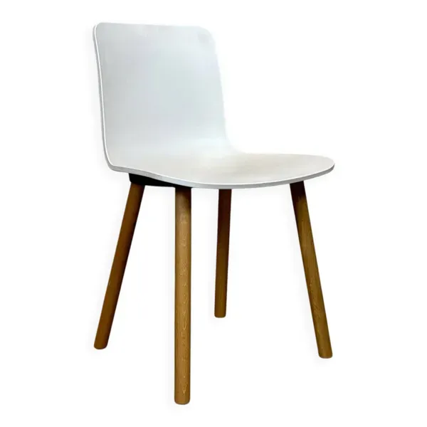 Vitra Hal Jasper Morrison, plastique et bois – blanc – chaise de travail