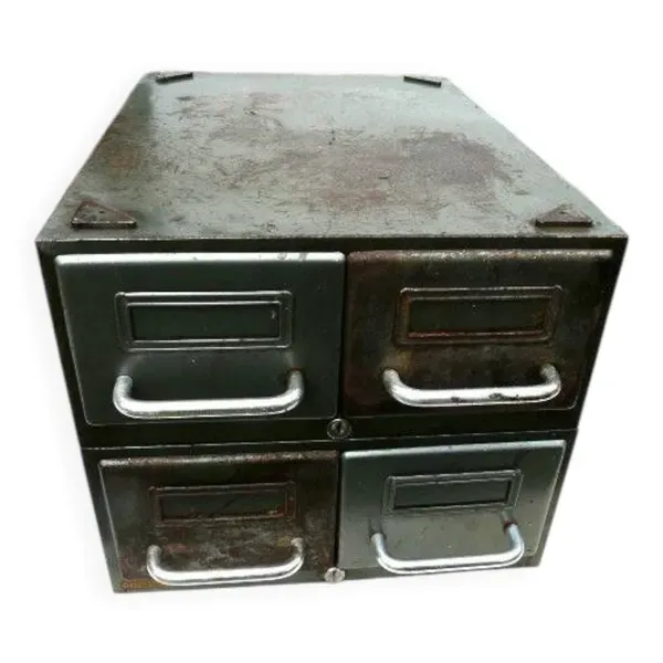 Meuble 4 tiroirs en métal industriel loft années 70 marqueFLAMBO
