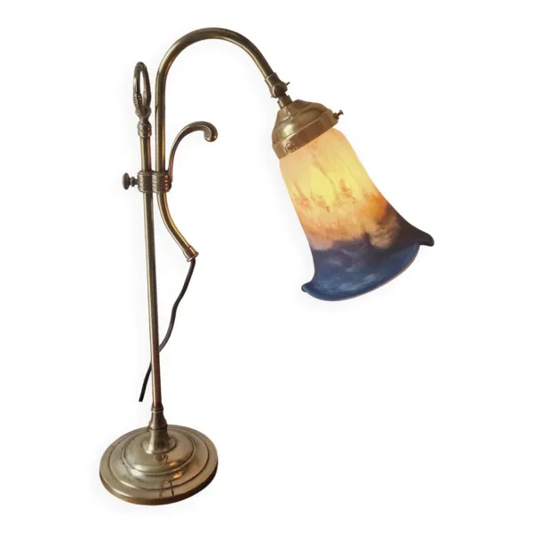Lampe style Art Nouveau - Laiton et pâte de verre - Époque 1920