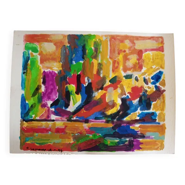 pierre Lacroux (1909- 1993) Gouache sur papier 24 x 32 cm - datée 1989