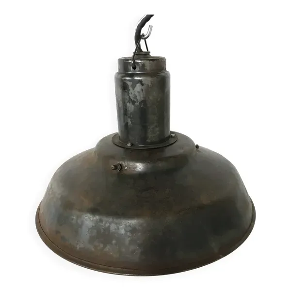 Suspension industrielle Vintae avec abat-jour en opaline, années 1960