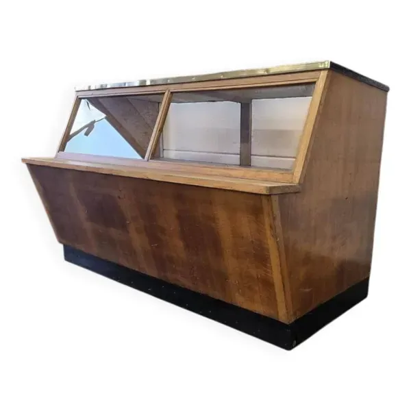 Vitrine de magasin vintage en bois / comptoir / vitrine