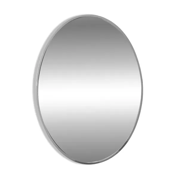 Miroir en métal nickelé ovale Art Déco, Belgique, vers 1925