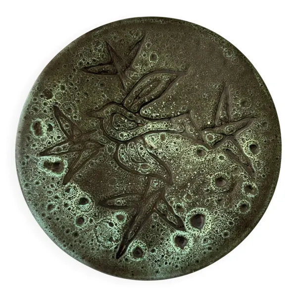 Plat mid-century décor oiseau