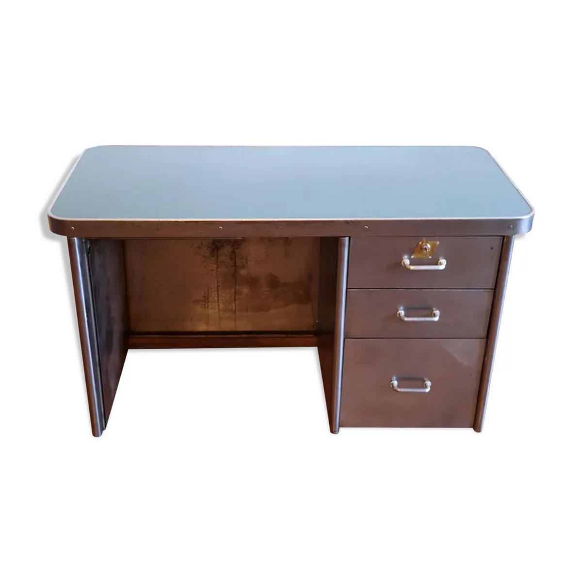 Bureau industriel métallique décapé Nash