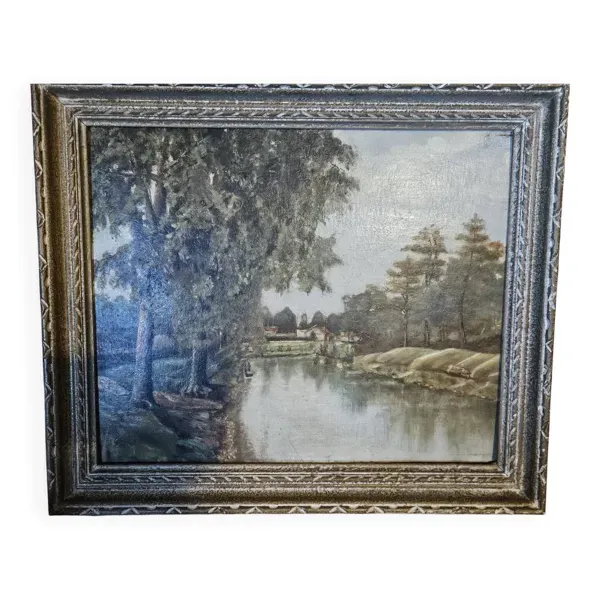 Tableau peinture sur carton ( Barbizon)  Paysage