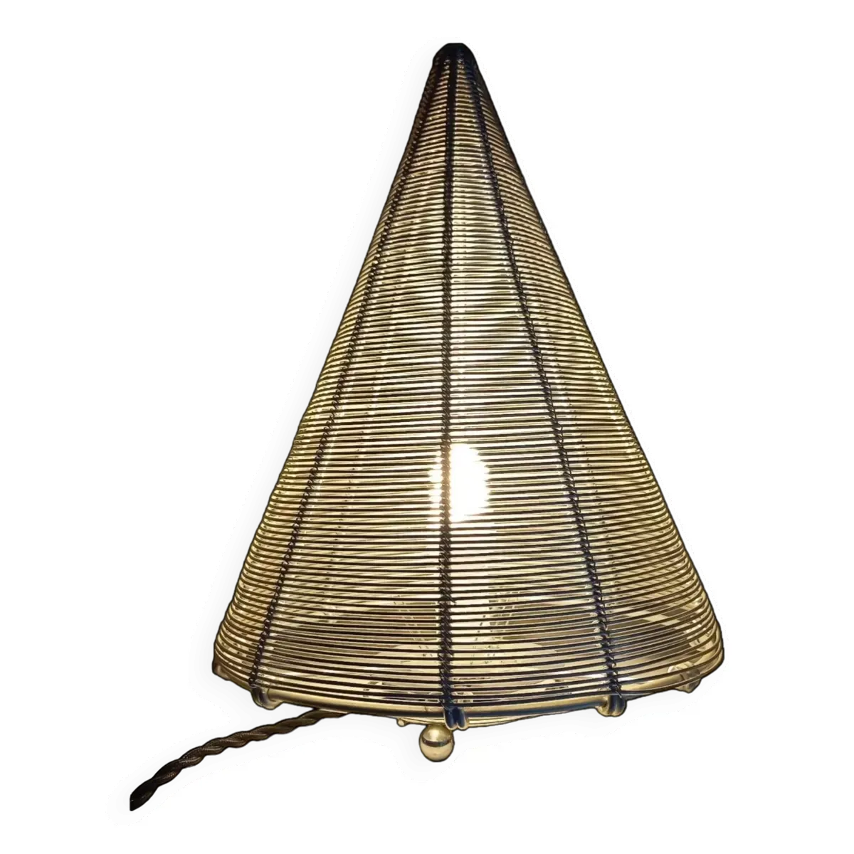 Lampe de table conique fil inox, vintage 80's