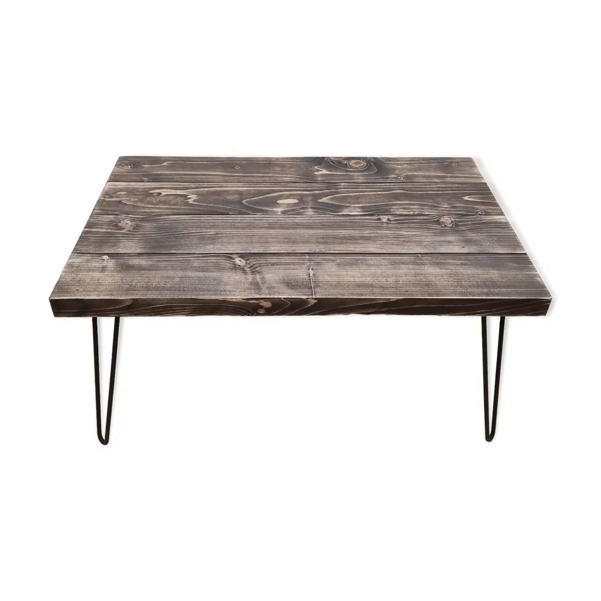 Table basse rustique sur pieds épingles