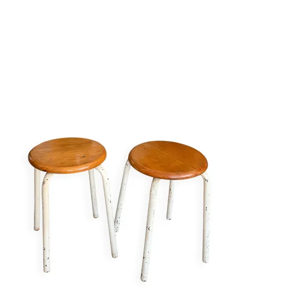 Paire de tabourets d’atelier vintage