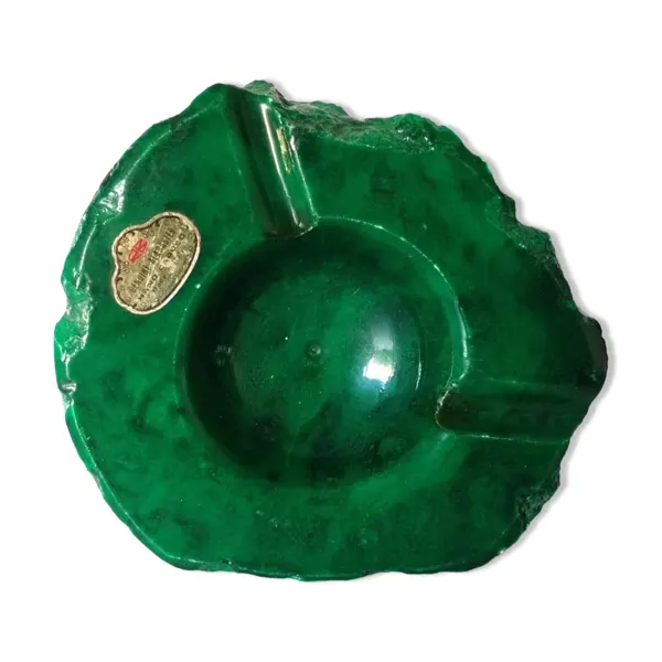 Cendrier brutaliste en albâtre vert émeraude par Romano Bianchi – Italie
