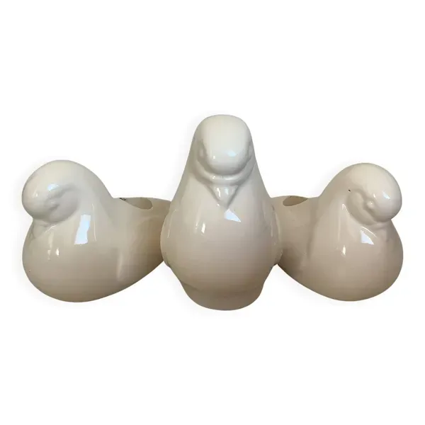 Trio de bougeoirs colombes oiseaux