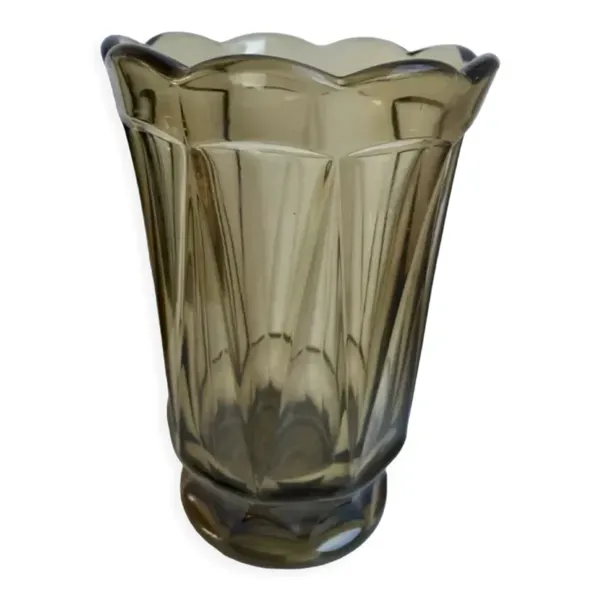 Vase en verre fumé années 60-70