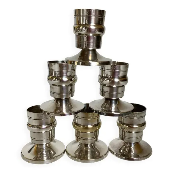 6 bougeoirs métal argenté