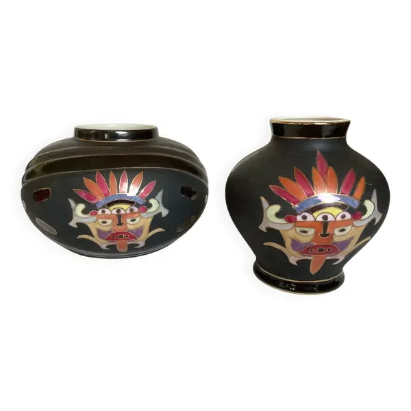 Paire de vases céramique mat et émaillée