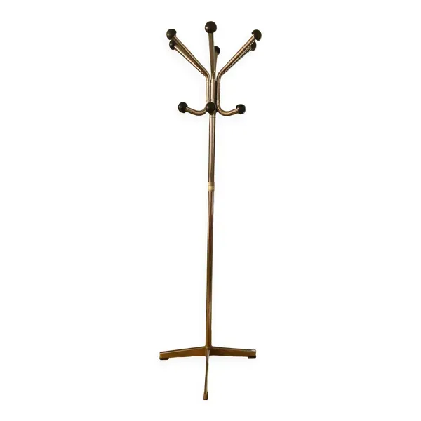 Porte manteau perroquet en métal inox vintage 50-60’ industriel