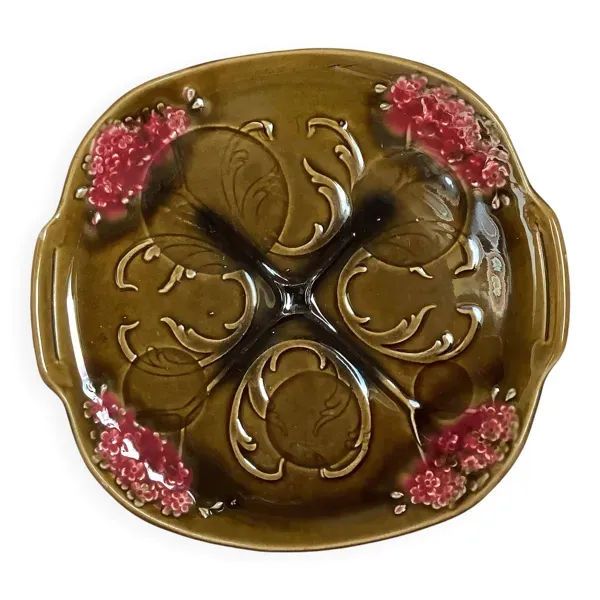 Ancien plat barbotine orchies moulin des loups