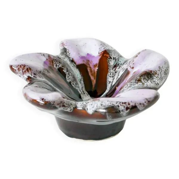 Vide-poche  / coupe en céramique étoile violet lilas et marron 1970