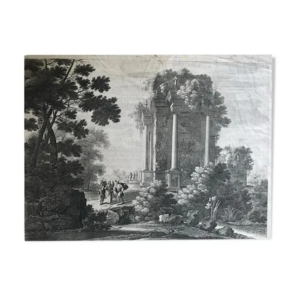 Nicolas Perrelle, Le Christ parlant aux bergers, gravure, XVIIème siècle