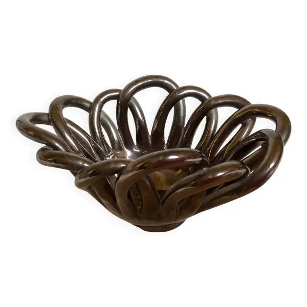 Vide poche baguier céramique tressée noire irisée