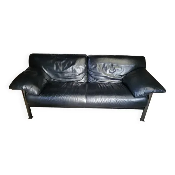 Canapé Pierluigi Cerri modèle Pause signé Poltrona Frau en cuir Noir Design