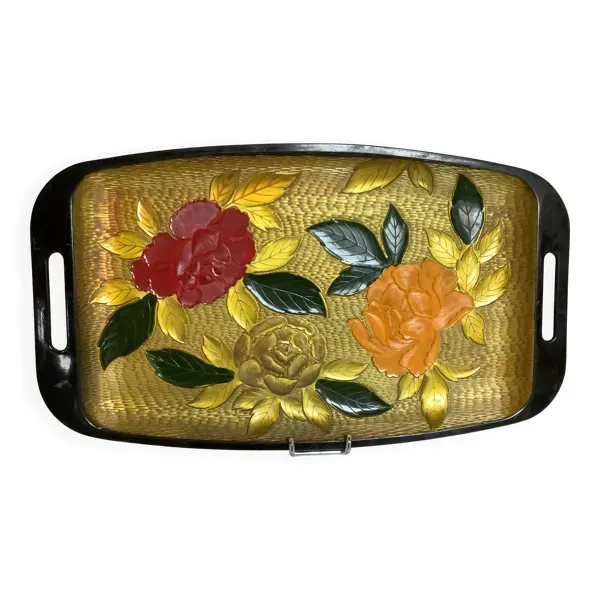 Plateau fleurs multicolores