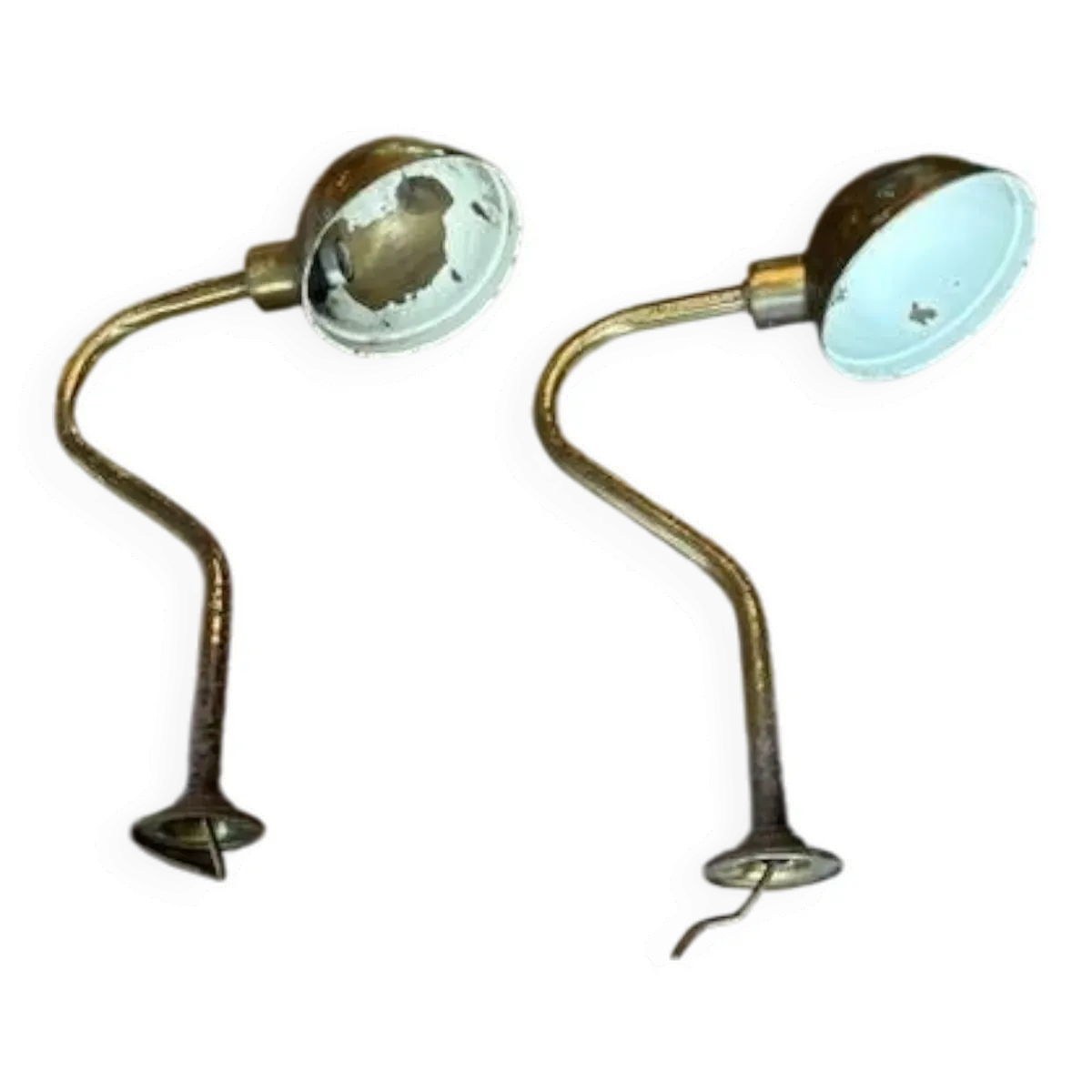 2 appliques murales industrielles en laiton-Danemark années 70-80