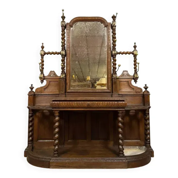 Vestiaire porte manteaux de château style Renaissance en chêne vers 1850