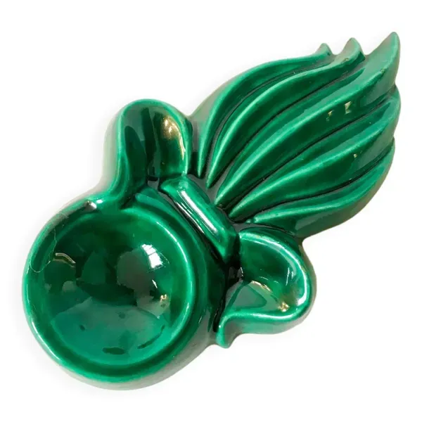 cendrier en céramique vert et doré années 60