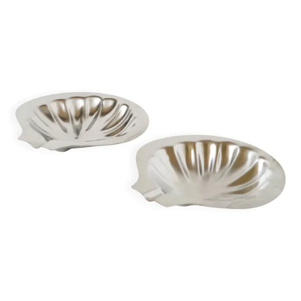 Paire de vide-poches coquillages en inox, design, 1970