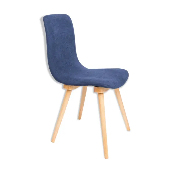 Chaise vintage bleu marine milieu du siècle, fabriqué par Fameg Factory en Pologne, années 1960