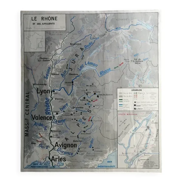 Carte scolaire vintage mdi france rhône