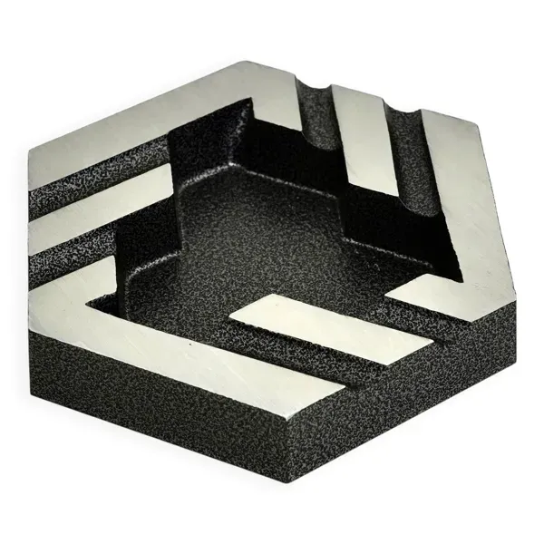 Vide-poche et cendrier en métal brutalisme vintage – Design industriel géométrique