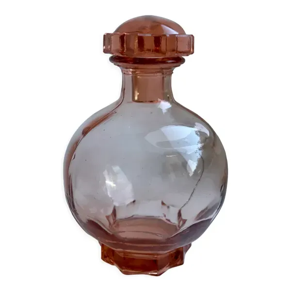 Carafe en verre rose art déco années 40