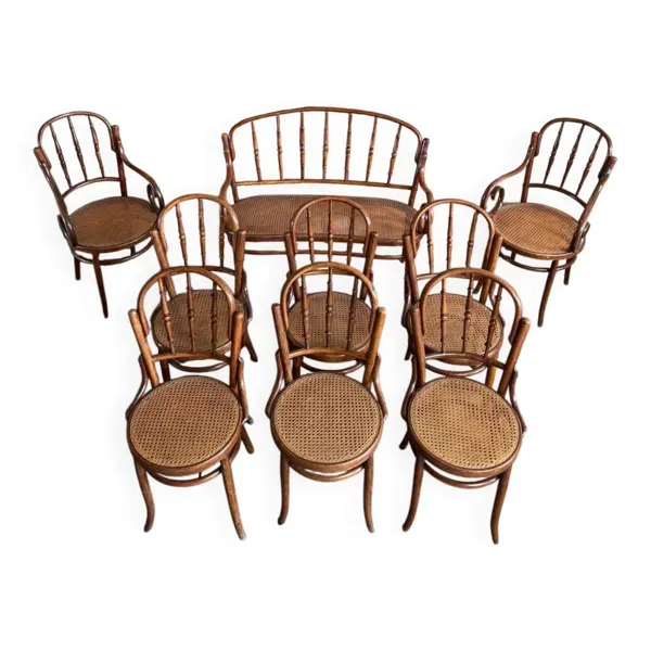 Ensemble de salon bistrot en bois courbé fin XIXᵉ siècle début XX eme