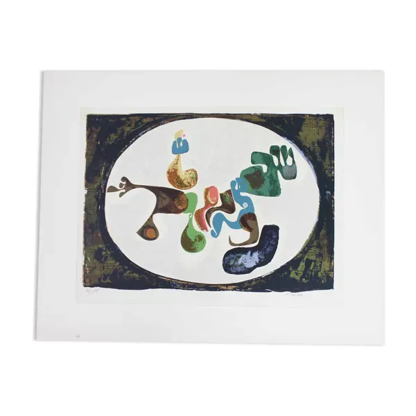 Lithographie de rené myrha série ''l'aventura