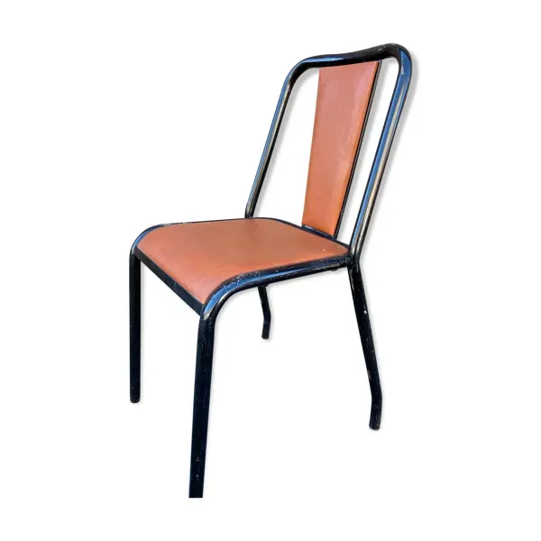 Chaise d'école vintage simili cuir 1960