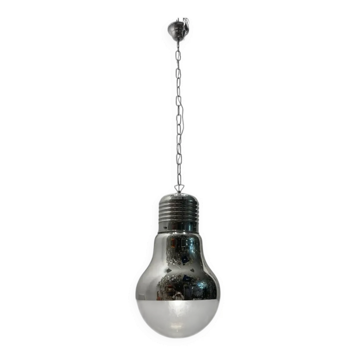 Suspension industrielle italienne chromée des années 1990