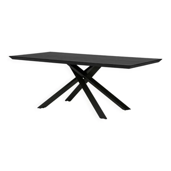 Table à manger style industrielle en bois et métal noir