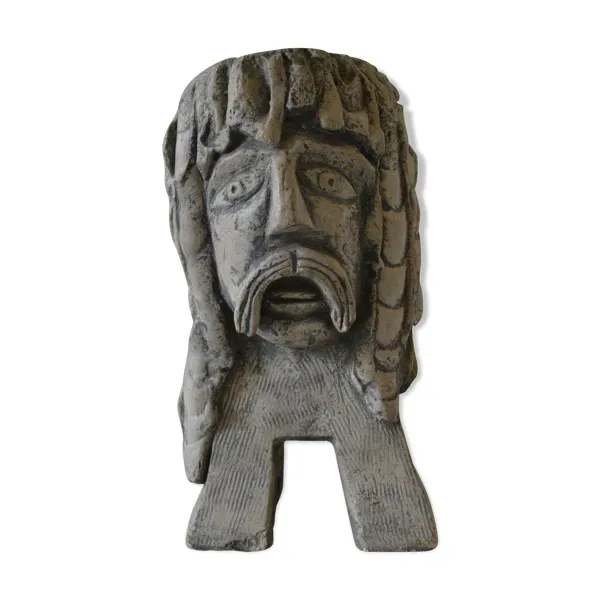 Lampe sculpture tete gaulois signee Mazoyer 1977