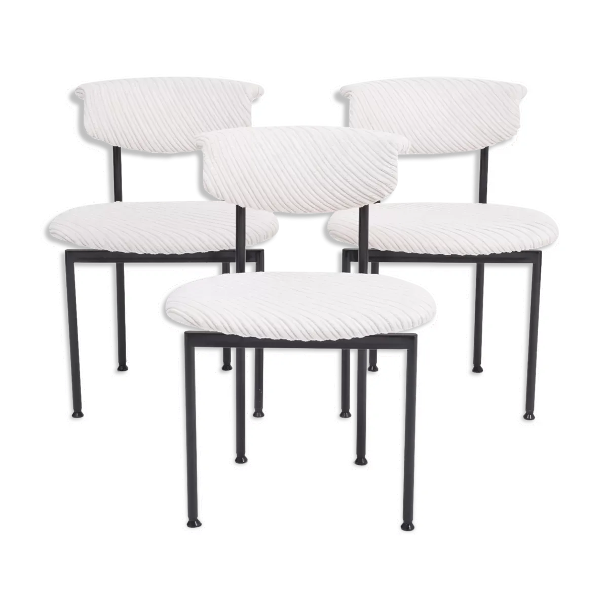 Ensemble de trois chaises hollandaises blanches Alpha conçues par Rudolf Wolf, années 1960