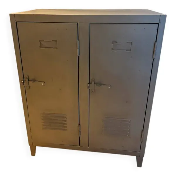 Armoire Casier B2 métal / 2 portes - L 80 x H 102 cm / Réédition 1930 - Tolix