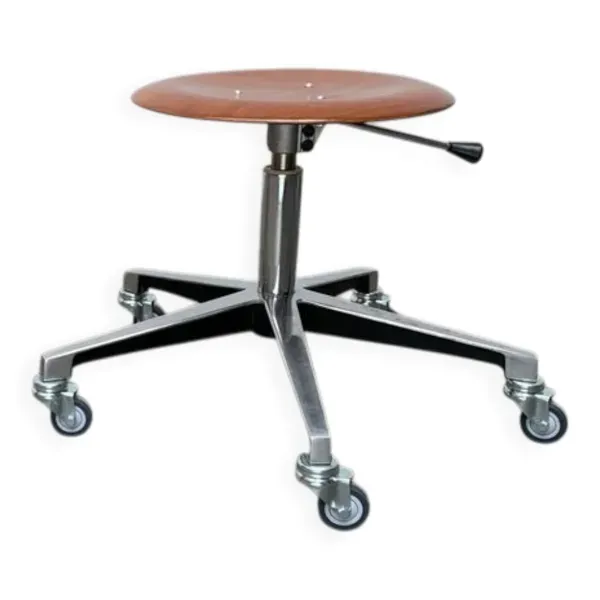 Tabouret de bureau pivotant industriel allemand du milieu du siècle par Schmitz, années 1960