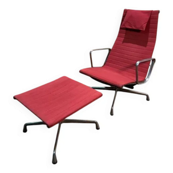 Fauteuil et ottoman Bauhaus de Charles Eames en aluminium