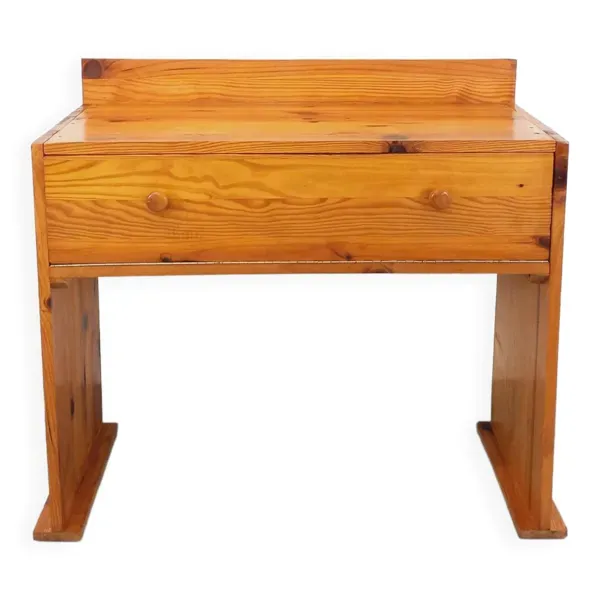 Bureau vintage en pin avec pieds luge des années 70 80